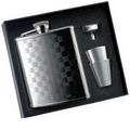 6 Oz. Rimmed Stainless Steel Flask w/ Funnel & 2-Shooters (1 oz.) in Box